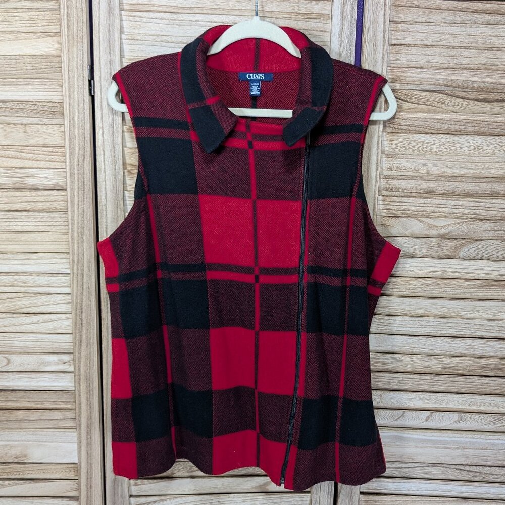 Chaps Vest Red and Black Checkered Size 1X